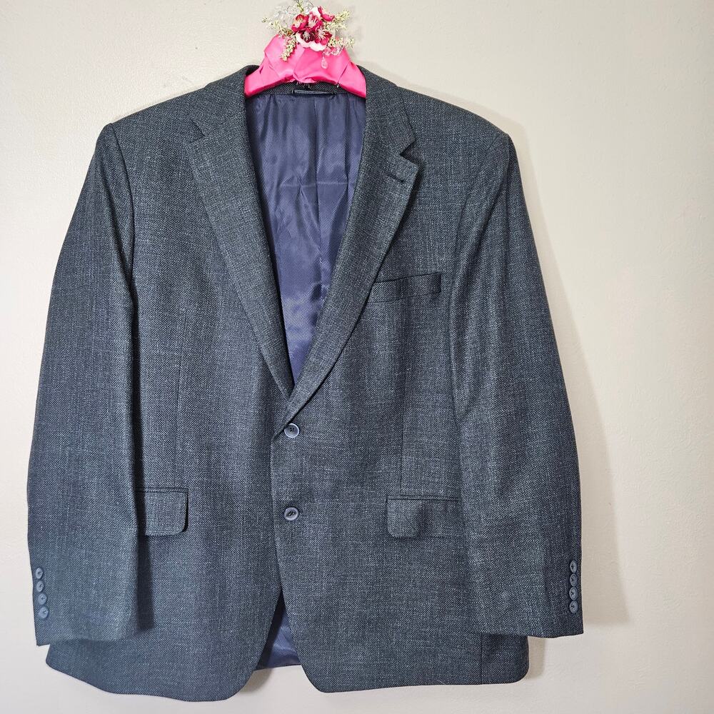 S. Cohen Sarno 46R CottonWool Blazer Sport Coat Made in Canada Blue/Gray Classic